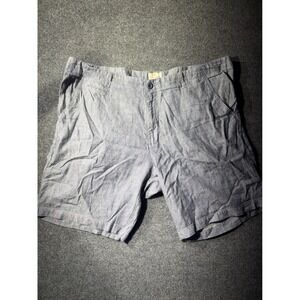 Bob Timberlake Shorts Mens 44‎ Blue Excellent Linen Blend Herringbone Flat Front